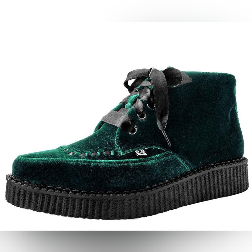 Tuk emerald green velvet platform creepers